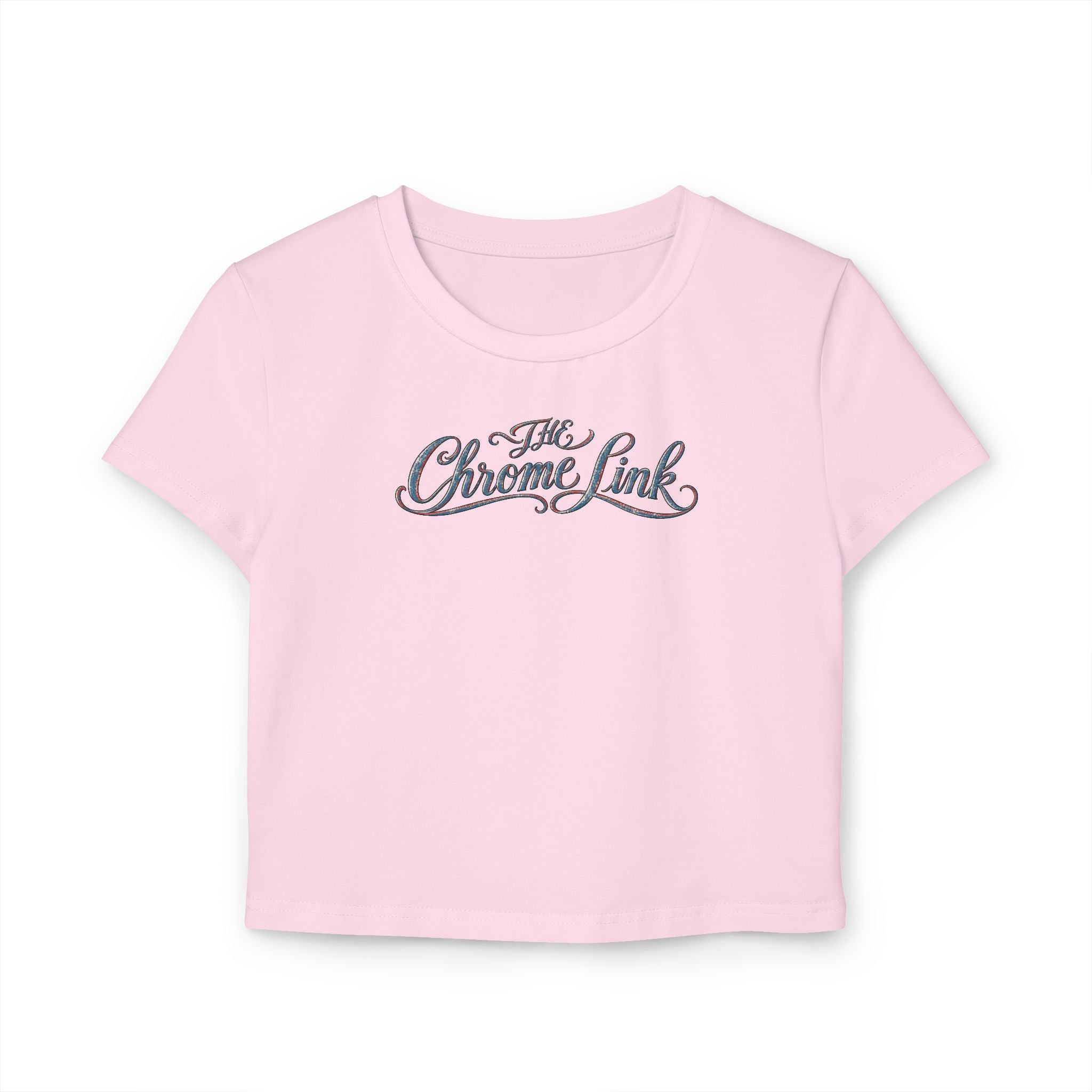 Women's Baby Tee — 'The Chrome Link' Retro Jesus with Engine Graphic Crop Top