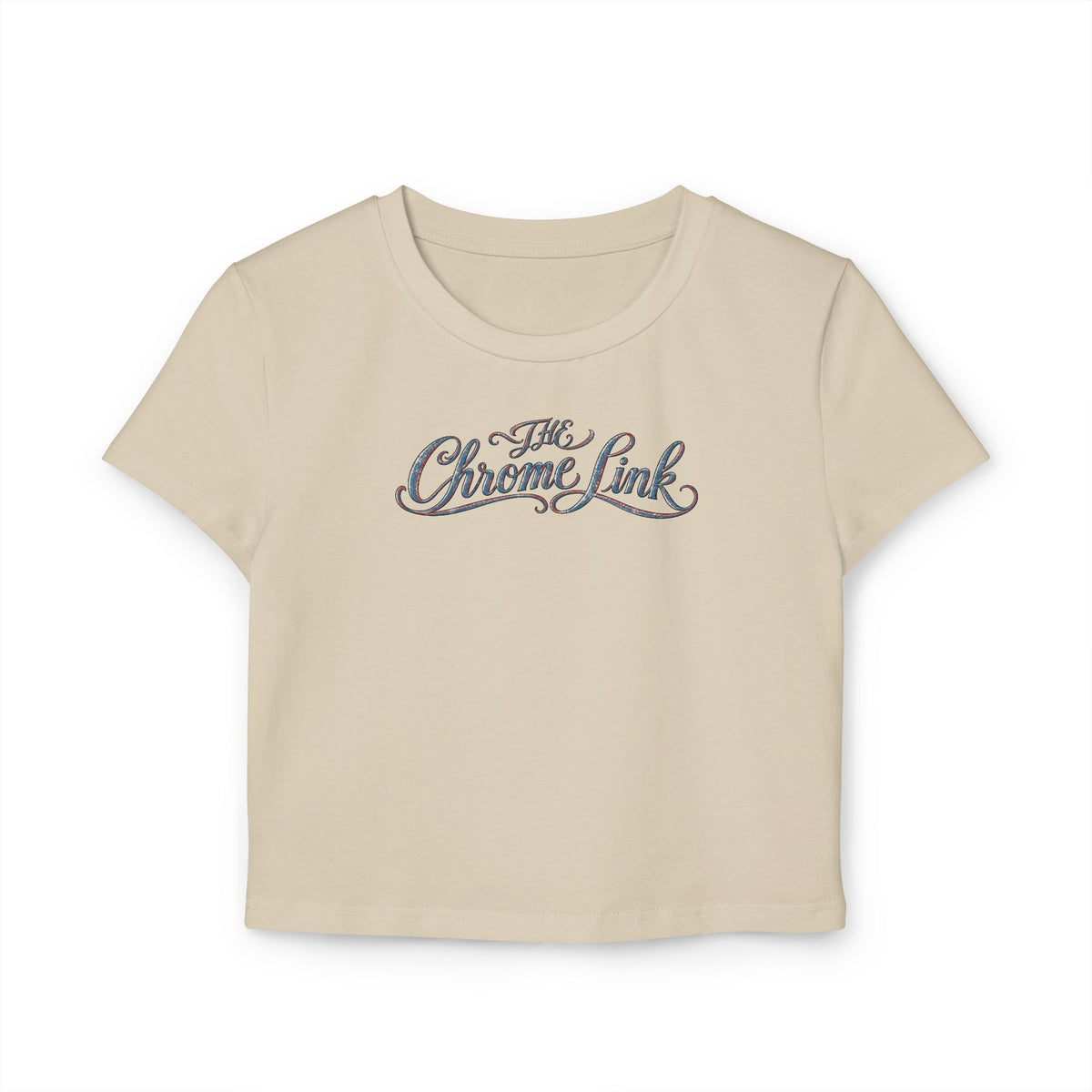 Women's Baby Tee — 'The Chrome Link' Retro Jesus with Engine Graphic Crop Top