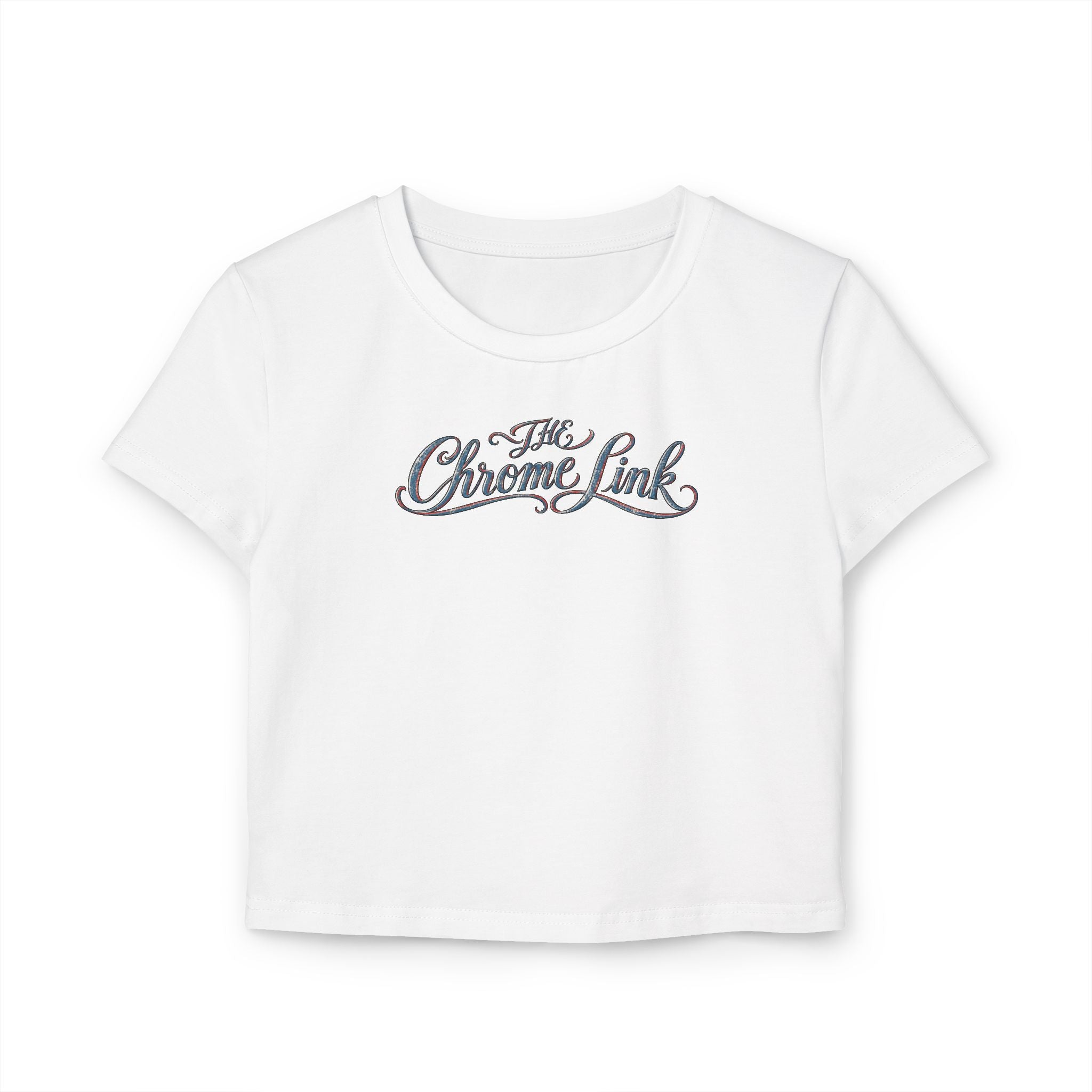 Women's Baby Tee — 'The Chrome Link' Retro Jesus with Engine Graphic Crop Top