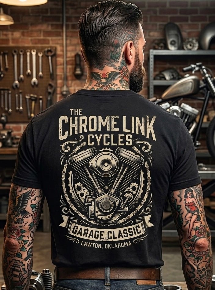 Chrome Link Garage Classic Tee - The Chrome Link Cycles