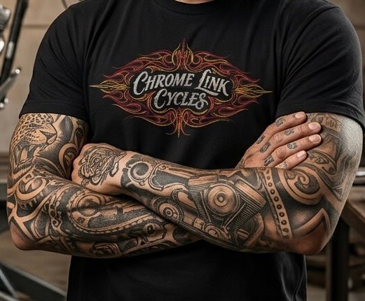 Classisc Pinstrip Tee - The Chrome Link Cycles