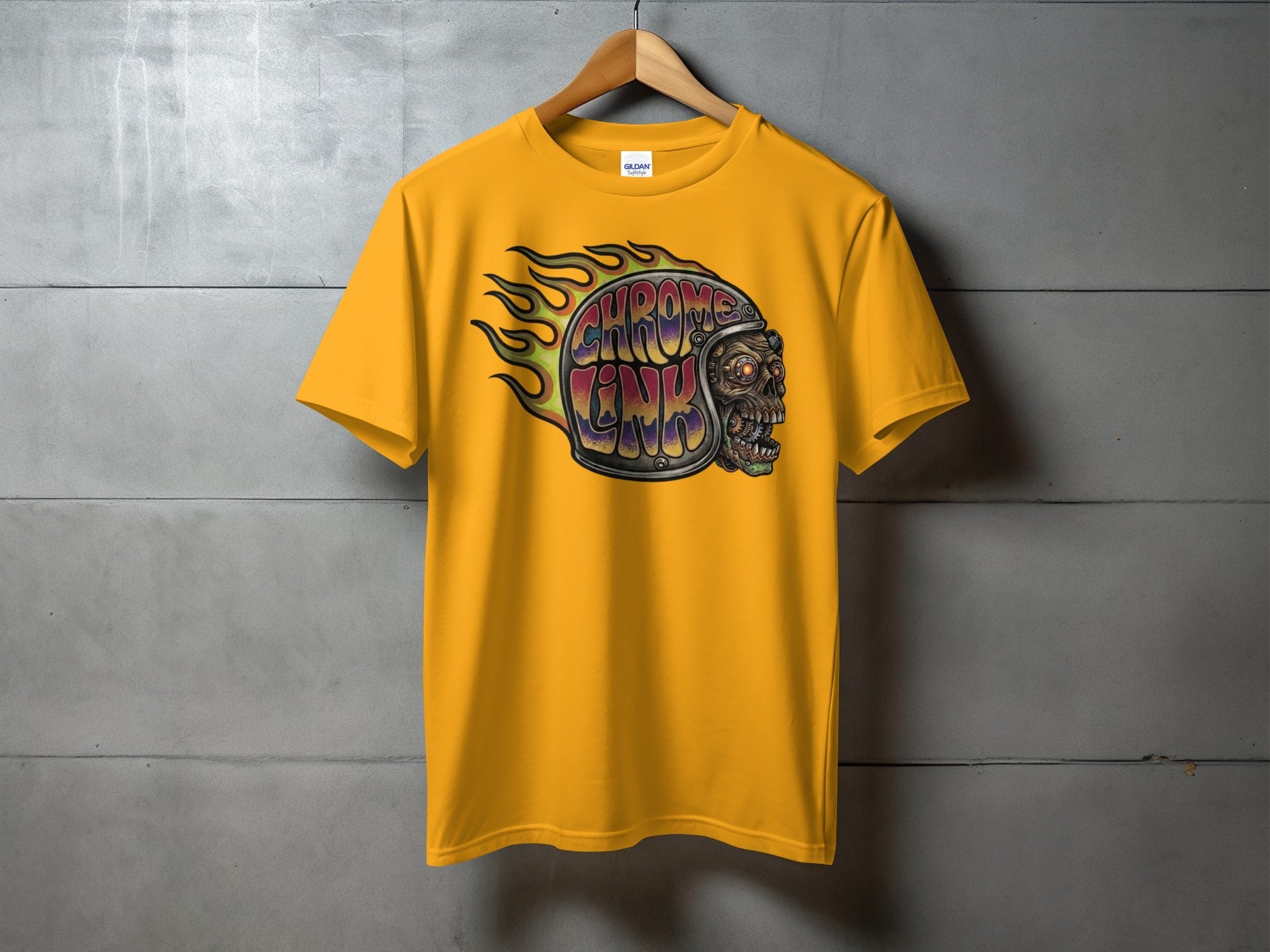 Helmet Flames Tee - The Chrome Link Cycles