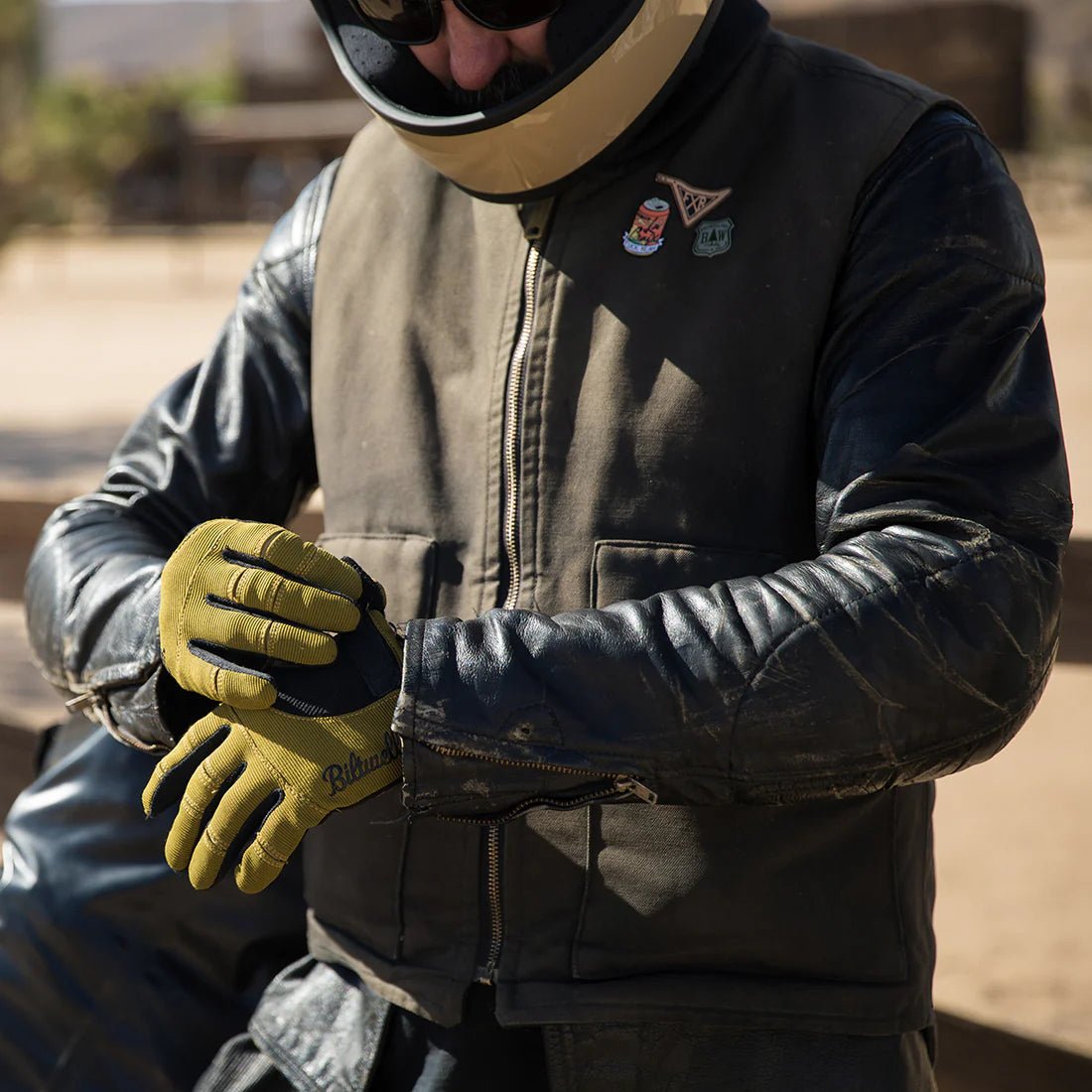 MOTO GLOVES - OLIVE/BLACK BILTWELL - The Chrome Link Cycles