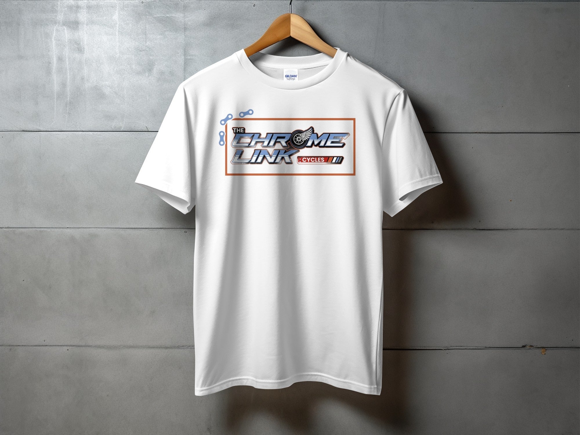 New Logo Shirts! Black and White Options - The Chrome Link Cycles