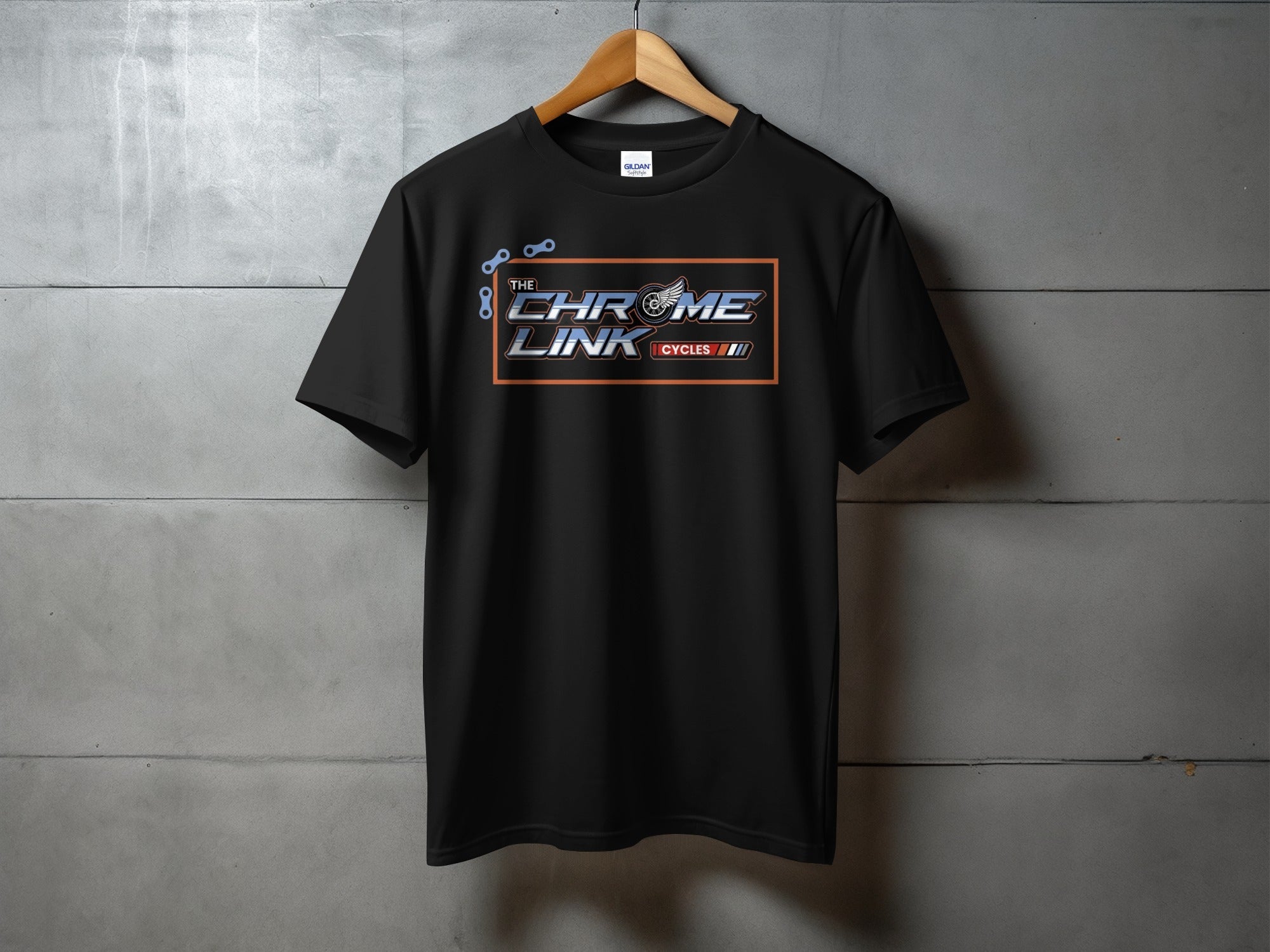 New Logo Shirts! Black and White Options - The Chrome Link Cycles