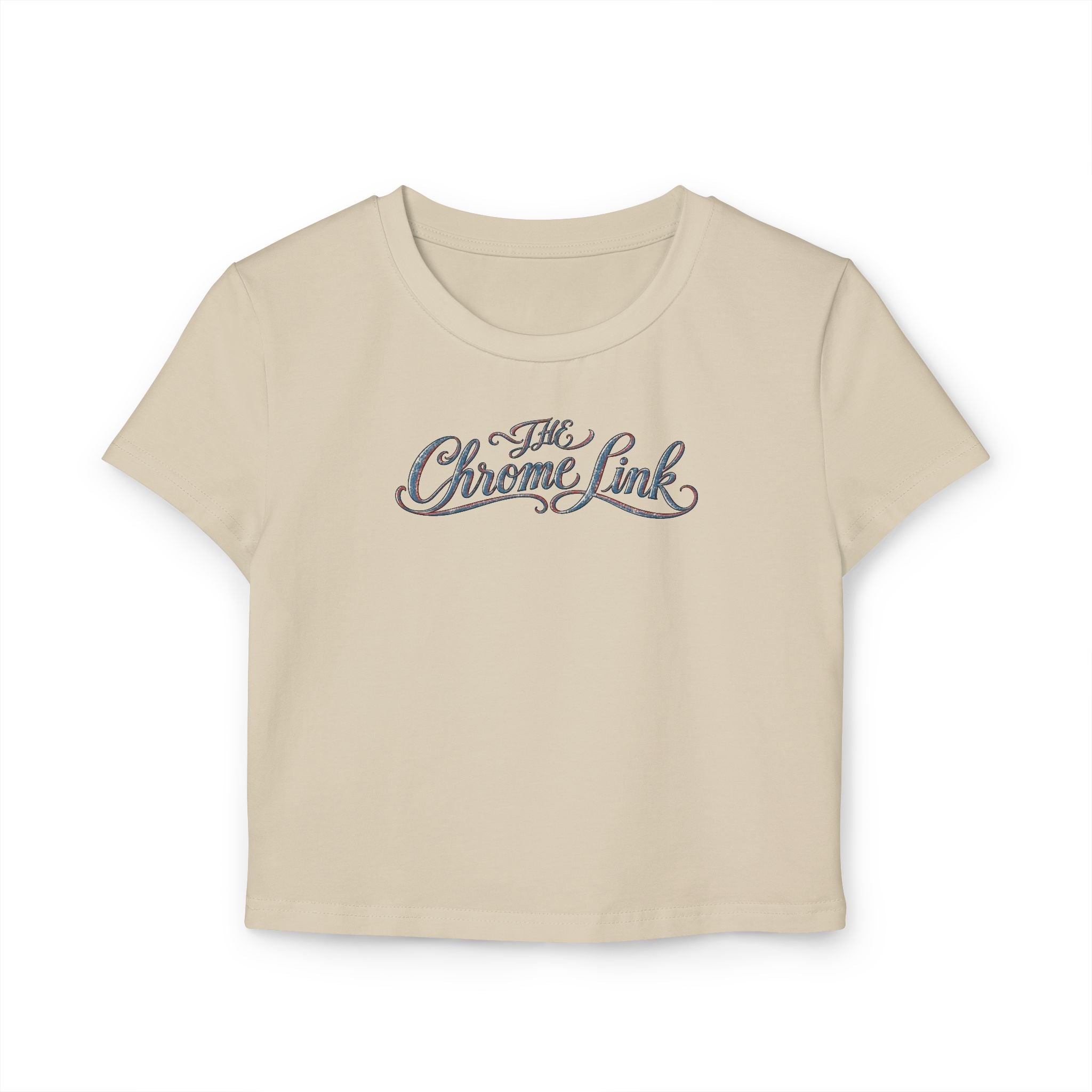 Women's Baby Tee — 'The Chrome Link' Retro Jesus with Engine Graphic Crop Top - The Chrome Link Cycles