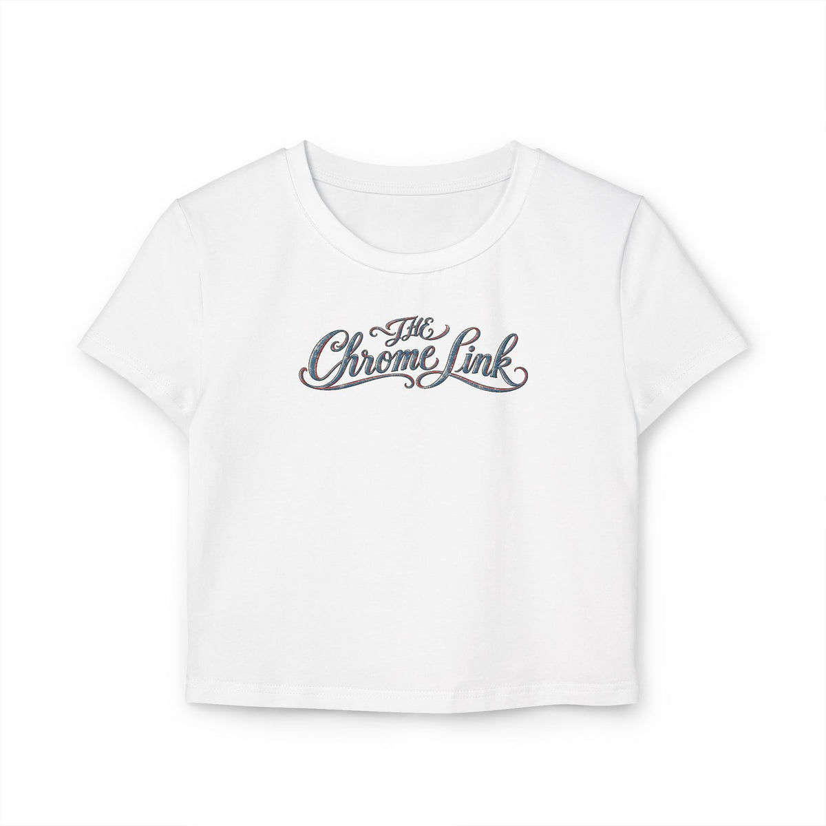 Women's Baby Tee — 'The Chrome Link' Retro Jesus with Engine Graphic Crop Top - The Chrome Link Cycles