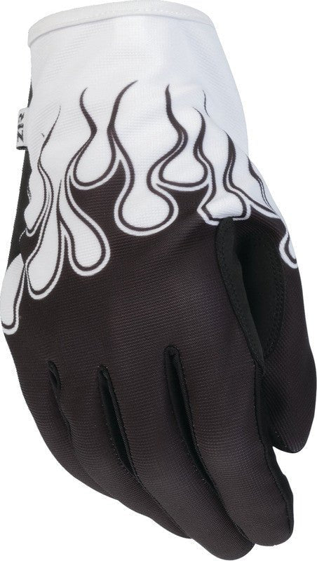 Z1R Flame White Gloves - The Chrome Link Cycles